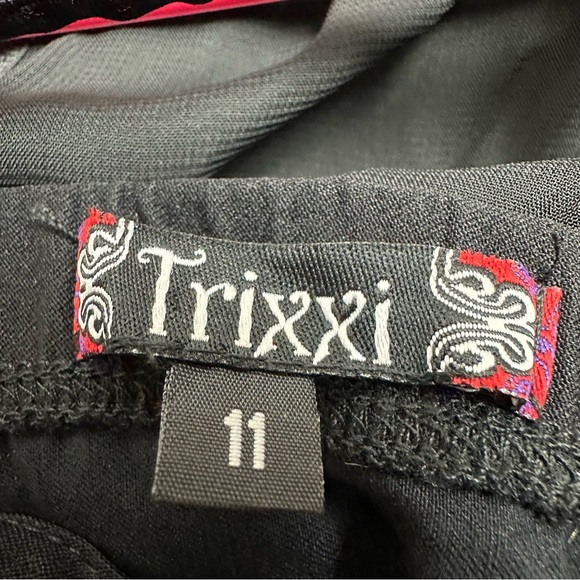 TRIXXI Black Hi Low Strappy Party Dress Size 11 Lined Tulle T-Back Witchy Goth - Picture 13 of 14